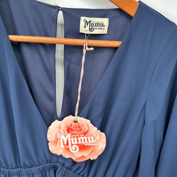 SHOW ME YOUR MUMU Emily Empire Waist Maxi Dress in Crisp Navy // XXS - Picture 6 of 10